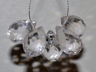 Stone CRYSTAL QUARTZ Clear 10-12mm long (1 Checkerboard Faceted Drop) Gemstone