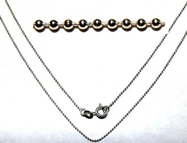 925 STERLING SILVER 1.5mm Round Bead CHAIN 18" Clasp 34