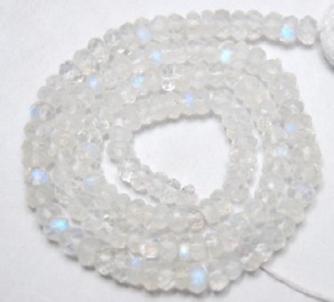 Fire Rainbow Moonstone 4-4.5mm Faceted Rondelle 14" Strand A+