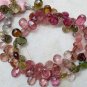 Faceted Multi TOURMALINE 5-7mm long Sidedrill PEAR shape 9"Strand 48 Carats