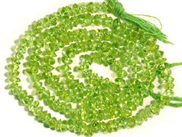 Peridot 3.5 mm Button Gemstone Beads 14.5" Strand
