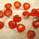 FACETED Heart CARNELIAN CHALCEDONY 14mm (Set of 7) 69Ct