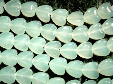 Unique Aqua Green CHALCEDONY 10x10m Cabochon Hearts 13"