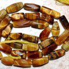 Tiger Eye 8-11mm long x 4-5mm wide Faceted Baguette Gemstone Beads 14" strand