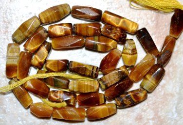 Tiger Eye 8-11mm long x 4-5mm wide Faceted Baguette Gemstone Beads 14" strand