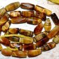 Tiger Eye 8-11mm long x 4-5mm wide Faceted Baguette Gemstone Beads 14" strand
