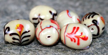 Crafted Earthy 17X14mm Lampwork Glass (6 Beads) L123