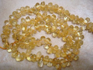 CITRINE 5-8mm Sidedrill Drops Gemstone Beads 15" str