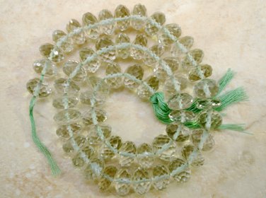 Micro Faceted Green Amethyst 6.5-8.5mm Rondelle 10.5" Str (Select-A-Size) A++