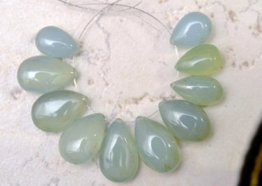 Sea Green CHALCEDONY 10-18mm (10 Plain PEARS Drops) 11 gram
