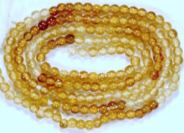 ALLURING 3mm Round HESSONITE Loose Gemstone Beads 14.5"