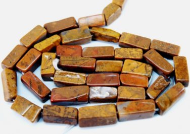 Agate Camel 8-10mm  x 4-5mm Brick Rectangle Gemstone Beads 15" strand