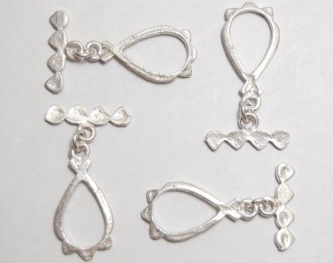 925 SILVER Plated 26X13mm Tear Drop (4 Toggle Set) P270