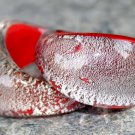 Rosy Red SILVER Foil SIZE 6.5 Murano Glass RING L119