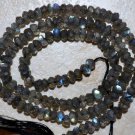 Micro FACETED LABRADORITE 4-4.5mm Rondelle Gemstone Beads 14" Strand A+
