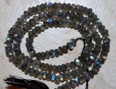 Micro FACETED LABRADORITE 4-4.5mm Rondelle Gemstone Beads 14" Strand A+