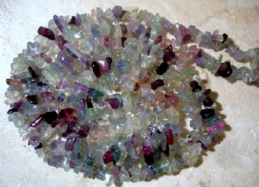 Stunning Rainbow Fluorite 4-8mm Chips Gemstone Bead 35"
