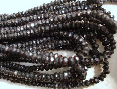 Micro FACETED SPINEL BLACK Wire 2.5-3mm Rondelle 14.5"