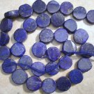 NATURAL Afgani 10mm Coin LAPIS Gemstone Beads 14"