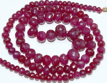 Real RUBY 5-6mm (10 Big FACETED Rondelle) 12Ct