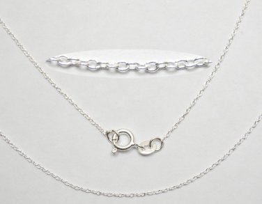100% 925 STERLING SILVER 1mm CABLE CHAIN 18" w/Clasp 23
