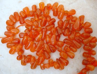 CARNELIAN 7-10mm long Sidedrill Drops Gemstone Beads 14" strand (Lots of beads)