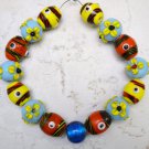 Red yellow and Blue Handmade Lampwork 14-16mm (Set of 15) Glass Beads A5