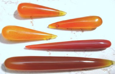 Hessonite CHALCEDONY 18-25mm (8 Elongated Drops) 66Ct