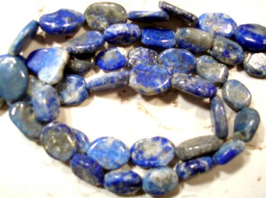 NATURAL 10x8mm OVAL LAPIS Gemstone Beads 14.5" Strand