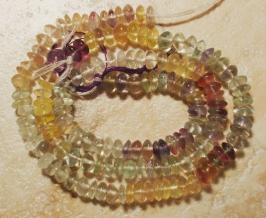 Natural Flourite Multi color 4-4.5mm Button Shape Gemstone Beads 7.5" Strand