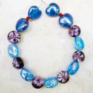 Hearts and Flowers Handmade Infused Lampwork 12-15mm (Set of 15) Glass Beads A6