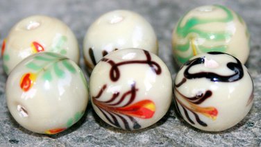 Handcrafted Earthy 15mm Lampwork Glass (6 Beads) L124