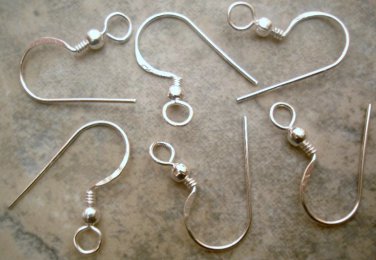STERLING SILVER FRENCH EAR WIRE (12 Hooks w/BALL) S57