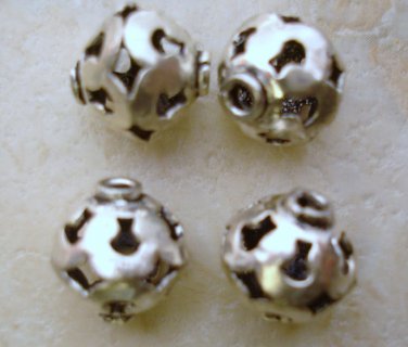 925 STERLING SILVER 11mm Filigree Round (2 Beads) S618