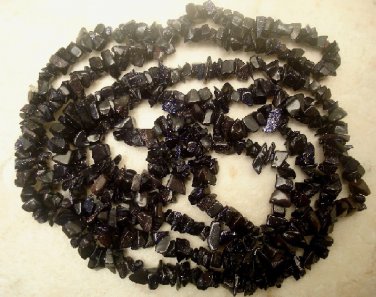 Stunning Blue Goldstone 3-5mm Chips Gemstone Beads 35"