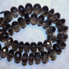 Checkerboard SMOKY Quartz Large 9-10mm Faceted Rondelle Gemstone 9" Str 32gms A+
