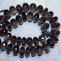 Checkerboard SMOKY Quartz Large 9mm Faceted Rondelle Gemstone 9" Strand 28gms A+