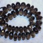 Checkerboard SMOKY Quartz Large 9mm Faceted Rondelle Gemstone 9" Strand 28gms A+