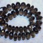 Checkerboard SMOKY Quartz Large 9mm Faceted Rondelle Gemstone 9" Strand 28gms A+