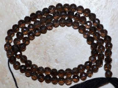 Micro Faceted SMOKY Quartz 3.5-4.5mm Round Gemstone Beads 13.5" long Strand A++