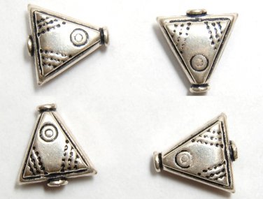 925 STERLING SILVER Antique Bali Triangle 14mm (2) S614