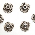 100% Sterling SILVER Crafted BALI Flower (4 Caps) S610