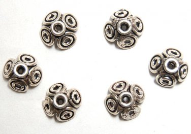 100% Sterling SILVER Crafted BALI Flower (4 Caps) S610