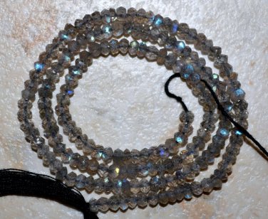 Micro FACETED LABRADORITE 2.5-3.5mm Rondelle Gemstone Beads 14" Strand A++