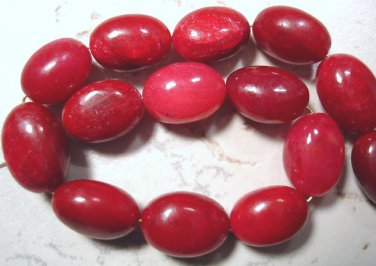 GENUINE PRECIOUS OVAL 8.5X6mm RUBY (4 LARGE Beads) 11Ct
