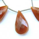FACETED CARNELIAN CHALCEDONY 19mm PEAR (Set of 3) 20Ct