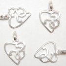 925 Silver Plated 40x33m Lovers Heart (2 Pendants) P257