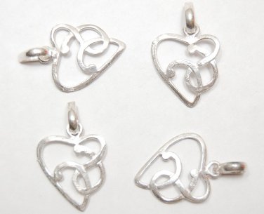 925 Silver Plated 40x33m Lovers Heart (2 Pendants) P257
