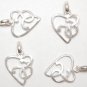 925 Silver Plated 40x33m Lovers Heart (2 Pendants) P257
