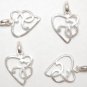 925 Silver Plated 40x33m Lovers Heart (2 Pendants) P257